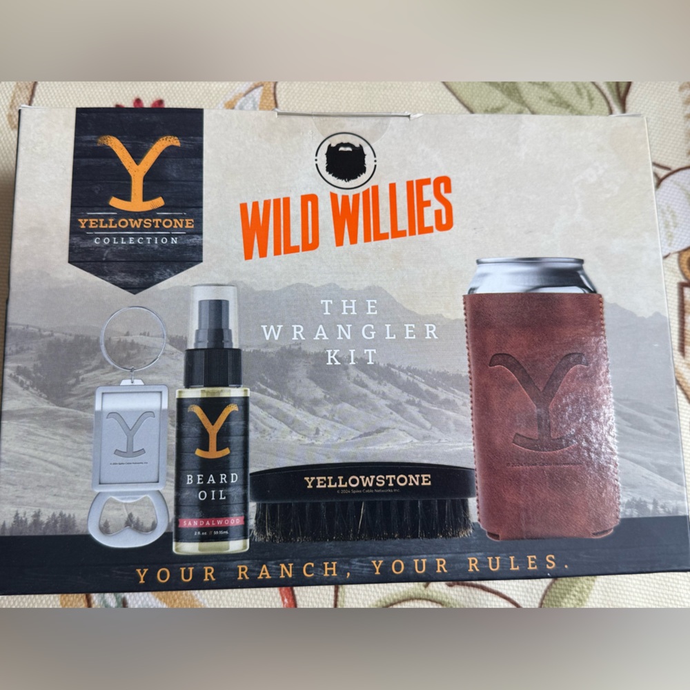 Yellowstone collection Wild Willies “The Wrangler kit” Beard Oil,Brush,Keychain